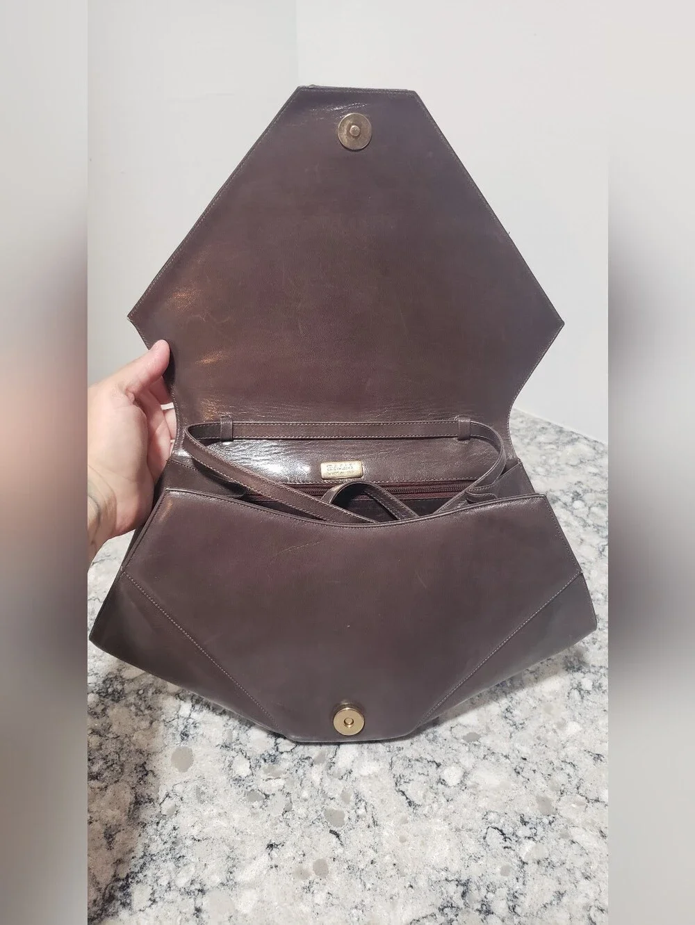 Bally Italy Vintage 1980s Structured Leather Shoulder Bag Clutch